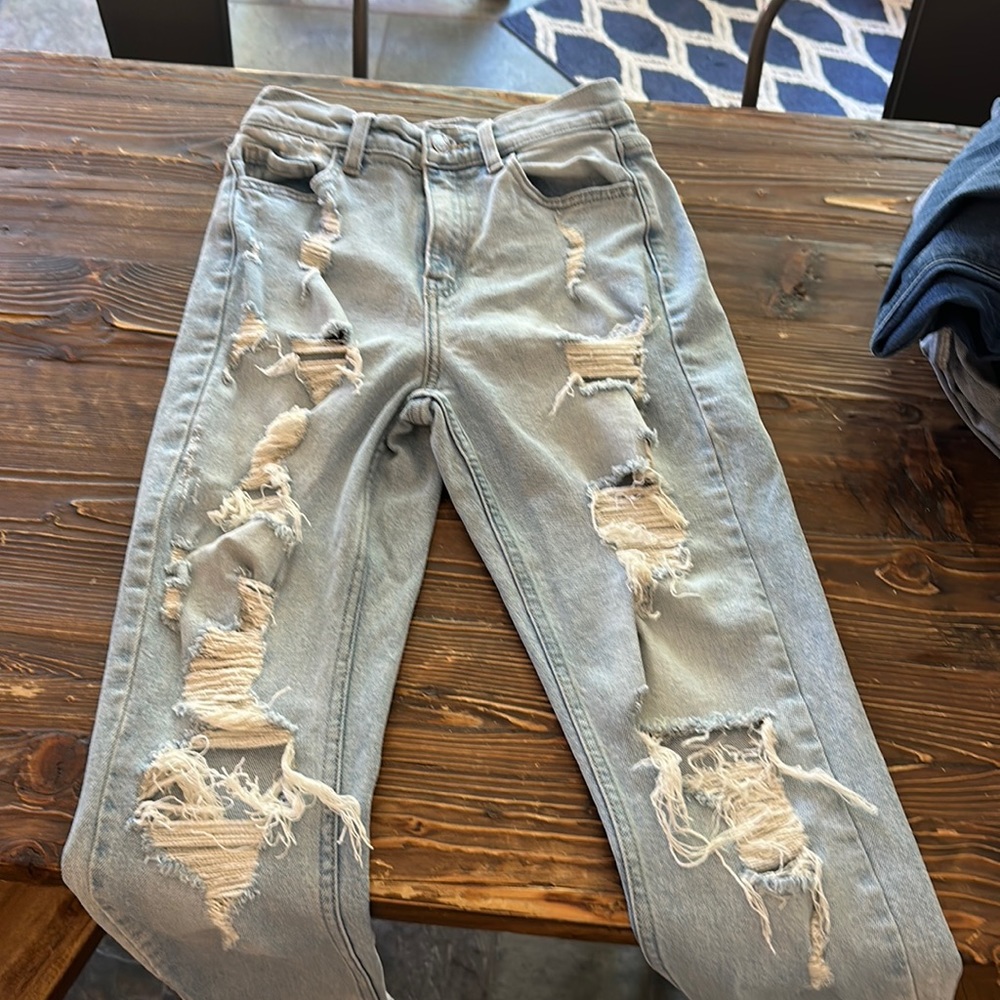 Boutique Distressed Mom Jeans